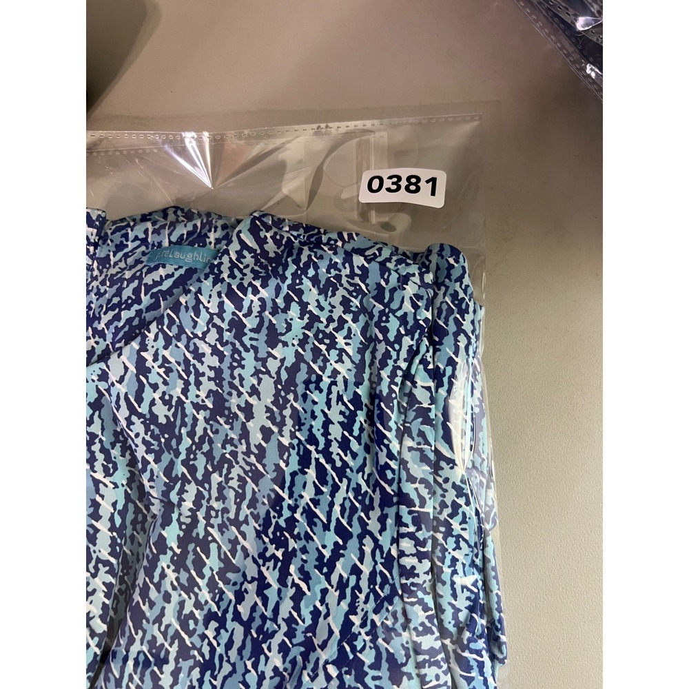 J.McLaughlin Catalina Cloth Sheath Dress Blue White Abstract Print Pockets S - Picture 12 of 12